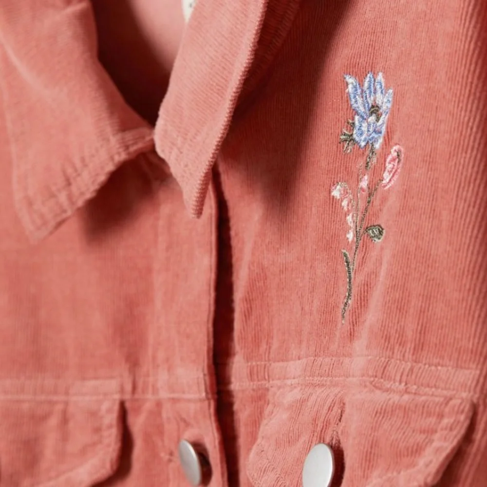 H&M Coral Jacket with Floral Embroidery